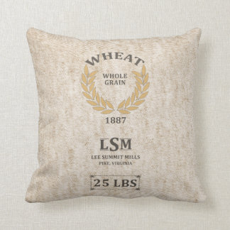 Vintage Wheat Sack Throw Pillow