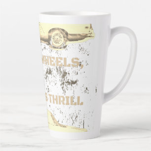 Vintage Wheel, Timeless Thrill – Retro Car & Motor Latte Mug