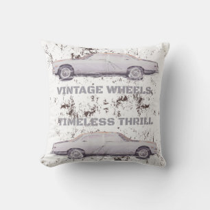 Vintage Wheel, Timeless Thrill – Retro Car & Motor Throw Pillow