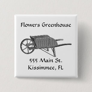 Vintage Wheelbarrow 2 Inch Square Button