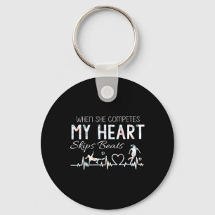 Vintage When She Competes My Heart Skips Beats Mot Keychain