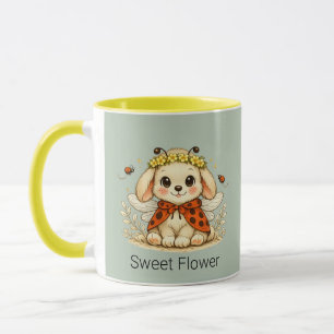 Vintage Whimsical Bunny Dragonfly Flower Crown Art Mug