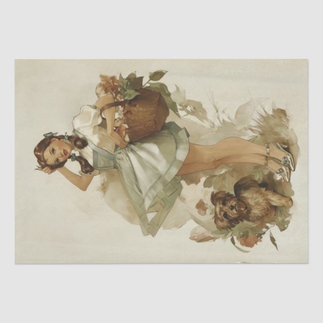 Vintage Whimsical Dorothy and Toto Tissue Paper (Front)