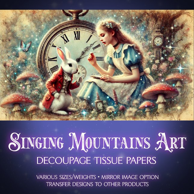 Vintage Whimsical Fantasy Alice Rabbit Decoupage  Tissue Paper (Creator Uploaded)