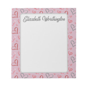 Vintage Whimsical Multicolored Hearts Drawing   Notepad