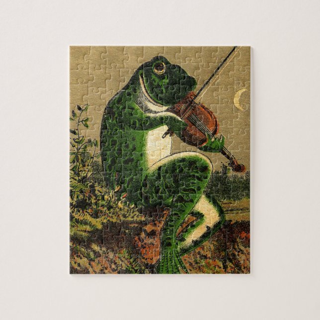 Vintage Whimsical Romantic Frog with Violin Jigsaw Puzzle (Vertical)