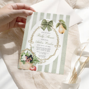 Vintage Whimsical Sage Baby Shower Invitation