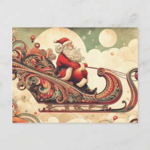 vintage/whimsical/santa/Christmas Holiday Postcard