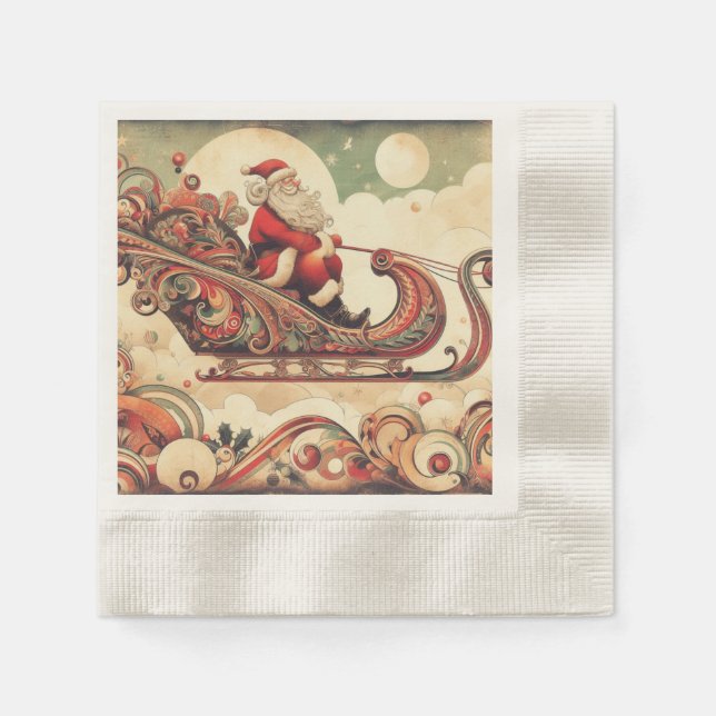 vintage/whimsical/santa/Christmas Napkin (Front)