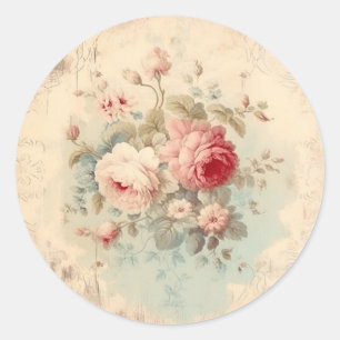 Vintage Whimsy, Pink Shabby Chic Classic Round Sticker