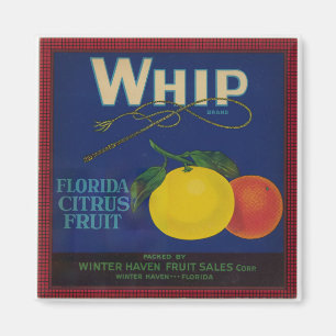 Vintage Whip Citrus Fruit Label Magnet