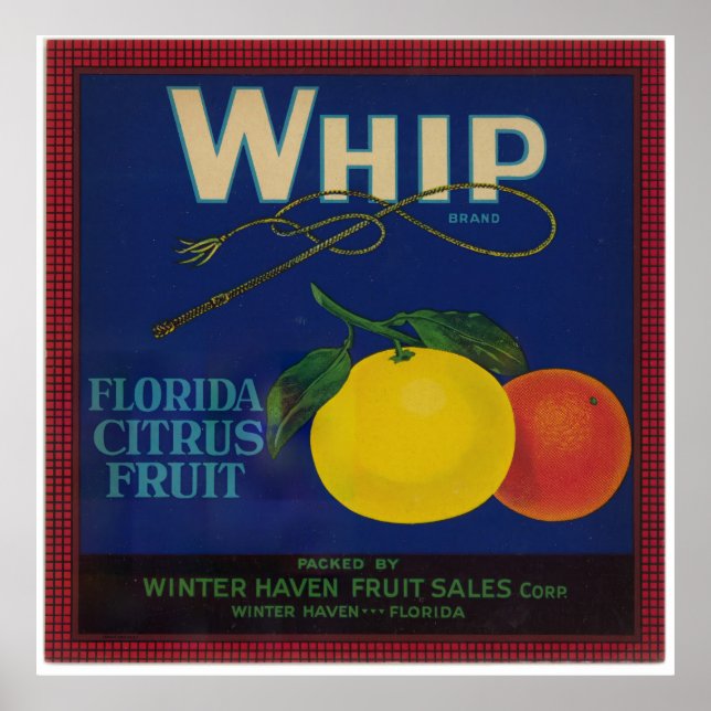 Vintage Whip Citrus Fruit Label  Poster (Front)