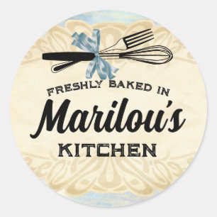 Vintage whisk from the kitchen of baking cooking classic round sticker