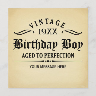 Vintage Whiskey Aged to Perfection Birthday Invite