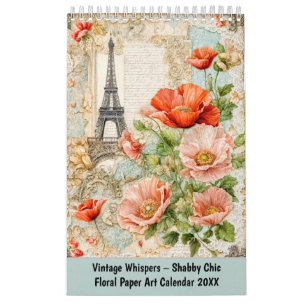 Vintage Whispers – Shabby Chic Floral Paper Art Ca Calendar
