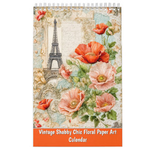 Vintage Whispers – Shabby Chic Floral Paper Art Ca Calendar