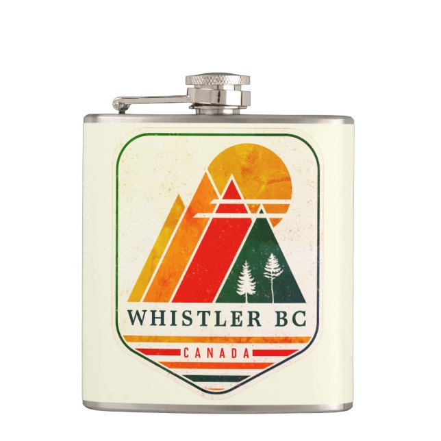 Vintage Whistler Canada Skiing Souvenir 1980s Hip Flask (Front)