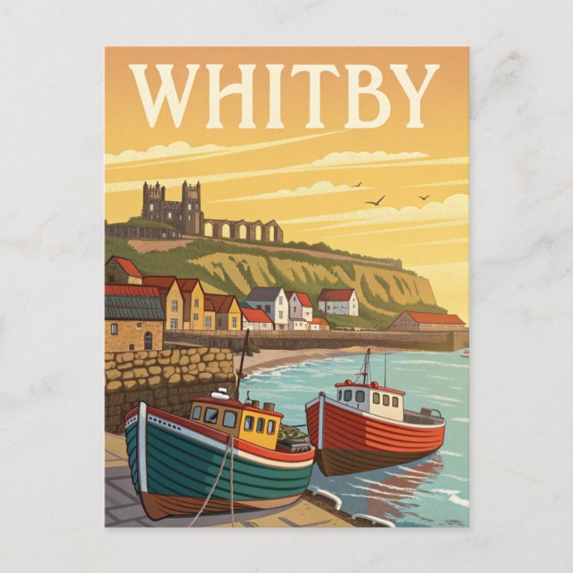 Vintage Whitby Travel Postcard (Front)