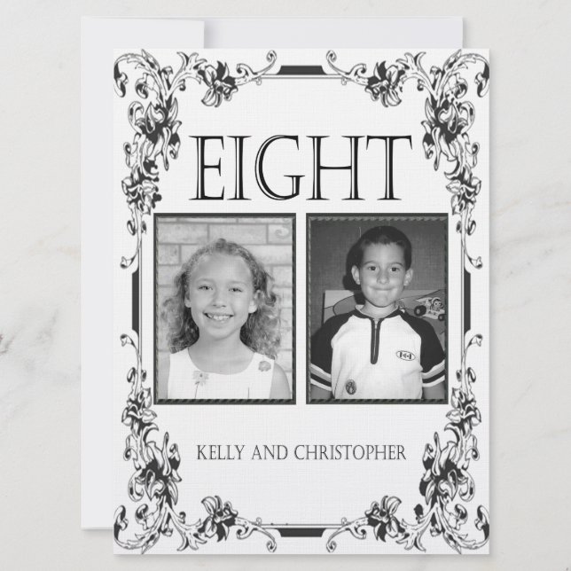 Vintage White and Black Photo Table Number 8 (Back)