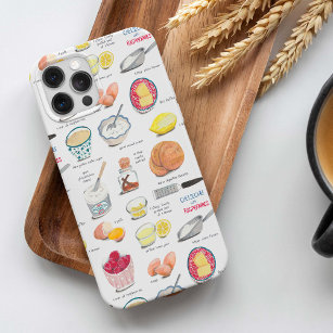 Vintage white and red blue yellow recipe pattern Case-Mate iPhone case