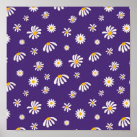 Vintage White and Yellow Flowers Daisy Pattern
