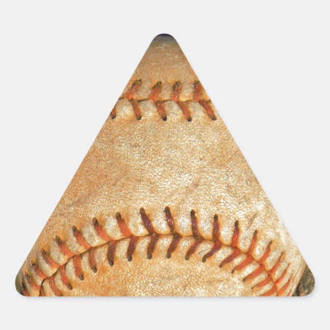Vintage White Baseball red stitching Triangle Sticker (Front)