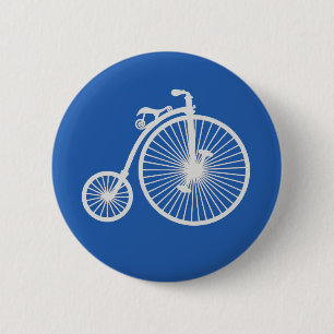 Vintage White Bicycle on Blue 2 Inch Round Button