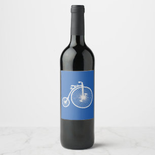 Vintage White Bicycle on Blue Wine Label