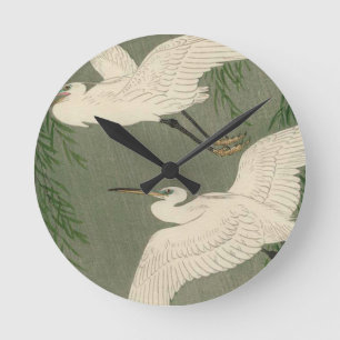 Vintage White Birds Wall Clock