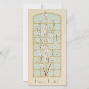 Vintage white blossom Happy Easter pergola Holiday Card