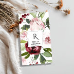 VINTAGE WHITE BLUSH PINK BURGUNDY PROTEA FLORAL BUSINESS CARD<br><div class="desc">For any further customisation or any other matching items,  please feel free to contact me at yellowfebstudio@gmail.com</div>