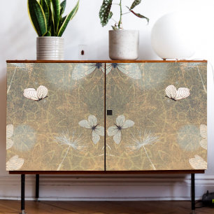 Vintage White Butterflies And Flying Dandelions Tissue Paper