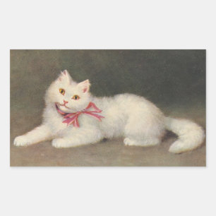 Vintage White Cat Art by Sofie Sperlich Sticker