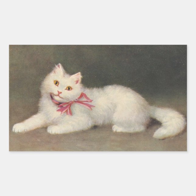 Vintage White Cat Art by Sofie Sperlich Sticker (Front)