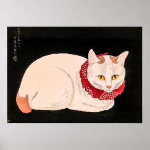 Vintage White Cat - Takahashi Shotei Poster