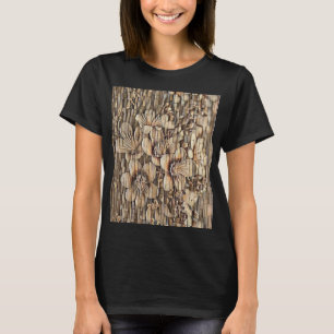 Vintage white cherry blossoms stone wall drawing T-Shirt