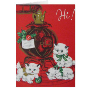 Vintage White Christmas Kittens