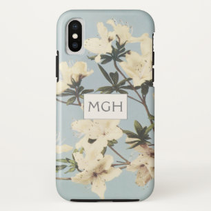Vintage White Cream Azalea Flowers Monogram iPhone XS Case
