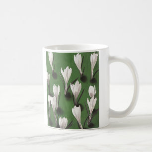 Vintage White Crocus Floral Pattern, Garden Flower Coffee Mug