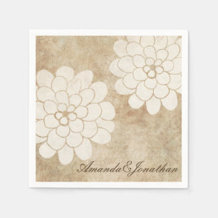 Vintage White Dahlia Floral Wedding Napkin