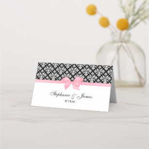 Vintage White DIY Damask DIY Bow Colour Escort Car Place Card