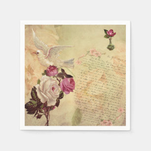 Vintage White Dove Shabby Chic Napkin