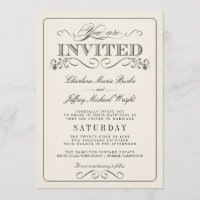 Vintage White Elegant Wedding Invitations WT313