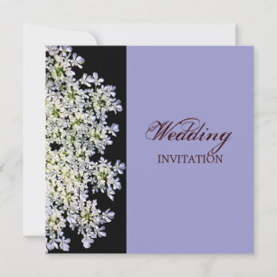 vintage  white floral purple wedding invitation