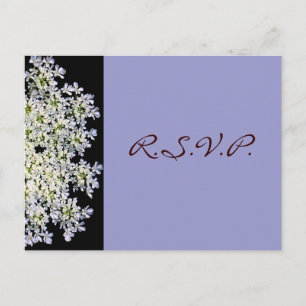 vintage white floral purple wedding rsvp invitation postcard