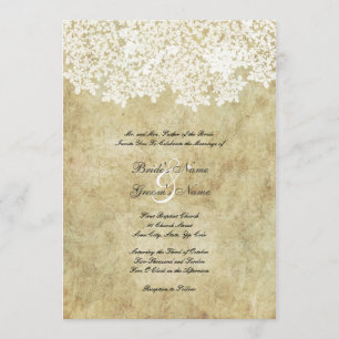 Vintage White Floral Wedding Invitations