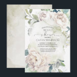 Vintage White Flowers and Greenery Bridal Shower Invitation<br><div class="desc">Vintage white floral bridal shower invitations.</div>