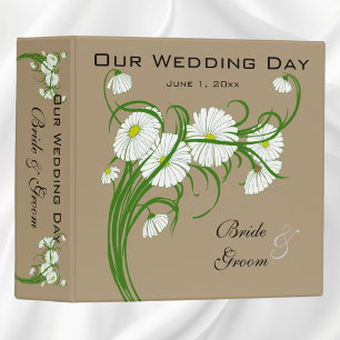 Vintage White Gerber Daisy Flowers Wedding Set Binder
