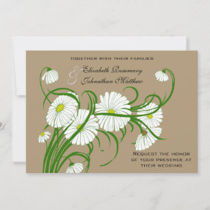 Vintage White Gerber Daisy Flowers Wedding Set Invitation