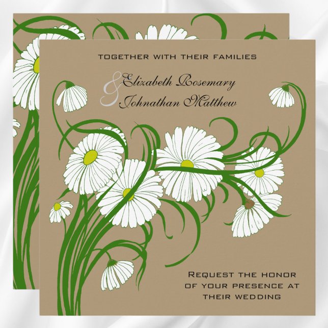 Vintage White Gerber Daisy Flowers Wedding Set Invitation (Vintage White Gerber Daisy Flowers Wedding Set Invitation)
